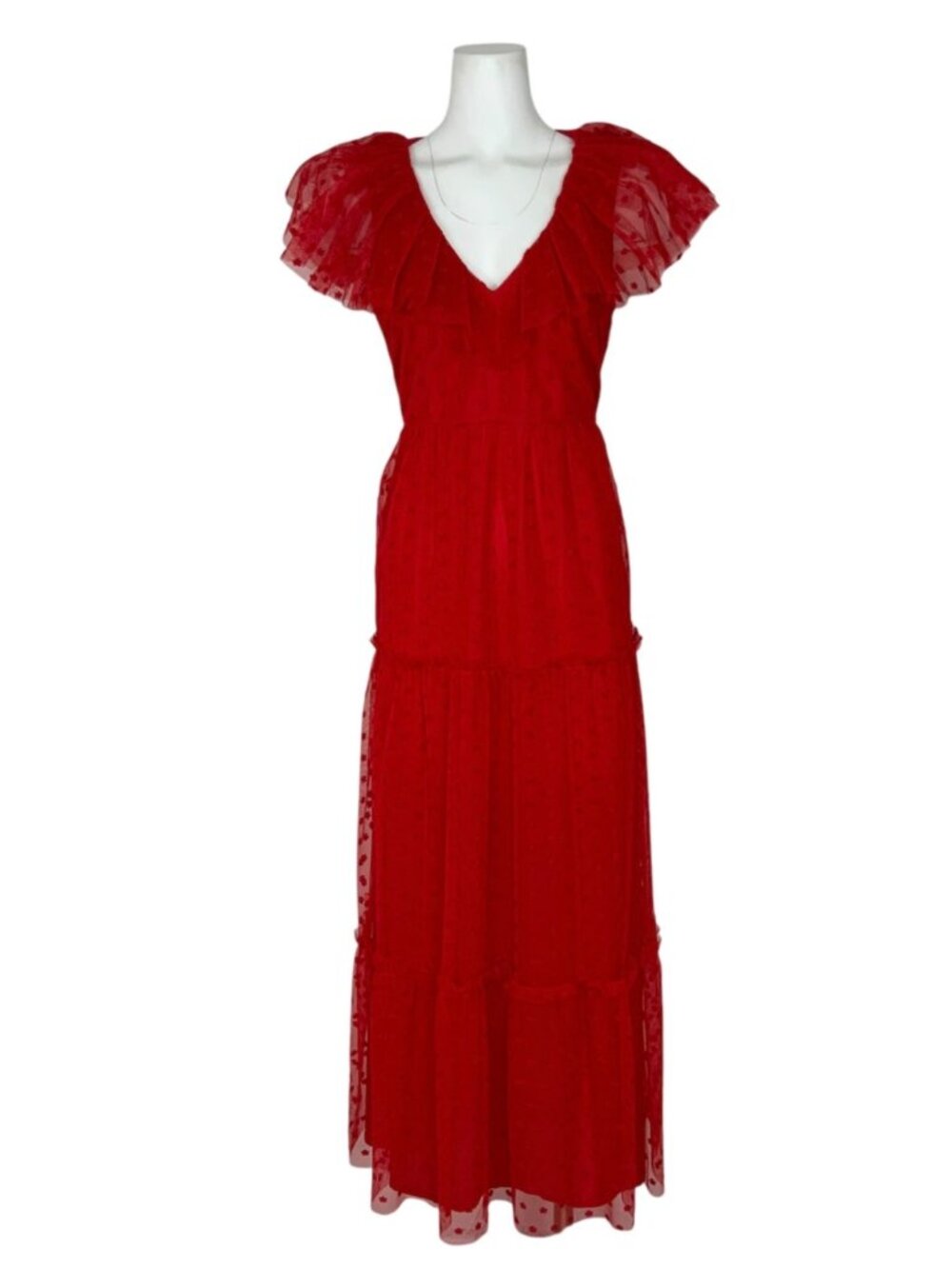 Tuckernuck Tulle Giselle Gown Dress M Red Ruffles Maxi NEW - Picture 2 of 14